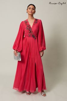 Phase Eight Pink Lillian Pleated Wrap Maxi Dress (626475) | 1,727 QAR