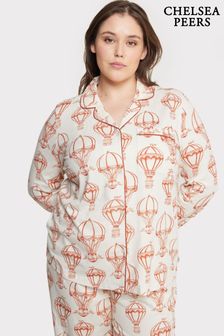 Chelsea Peers Cream Curve Organic Cotton Air Balloon Print Pyjama Set (626829) | €69