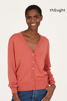 Cardigan Thought Dotti en coton biologique rouge à col en V (627173) | €29