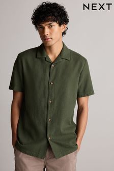 أخضر - قميص بكم قصير مزركش (627426) | $47