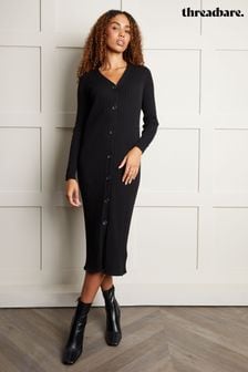 Black - Threadbare Cardigan Style Knitted Midi Dress (627430) | kr590