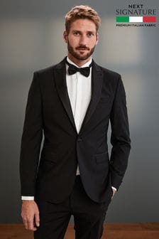 Black Regular Fit Signature Tollegno Fabric Tuxedo Suit (627774) | CHF 160