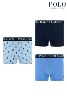 Набор из 3 хлопковых боксеров-брусов Polo Ralph Lauren синих стретч с логотипом (627925) | €53
