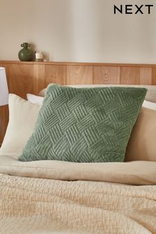 Sage Green 59 x 59cm Basset Embossed Faux Fur Cushion (628288) | 24 €