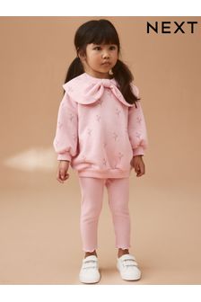 リボンカラー スウェットシャツ & レギンスセット (3 ヶ月～7 歳)