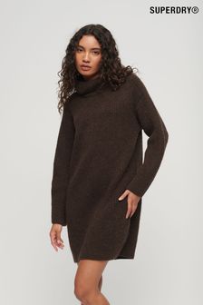 Superdry Brown Knnitted Roll Neck Jumper Dress (628651) | $99