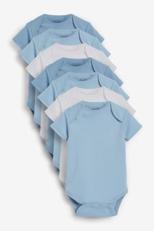 Blue/White Baby 7 Pack Short Sleeve Bodysuits (0mths-3yrs) (629018) | €18 - €21