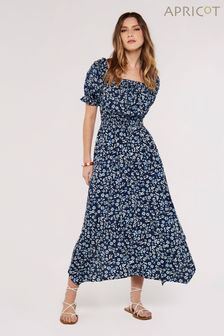 Apricot Blue Sarasa Micro Floral Milkmaid Dress (629149) | KRW74,700