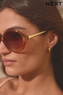 عسلي - Ombre Lense Wrap Square Sunglasses (629310) | ‏36 ر.س‏