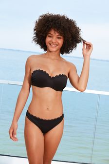 Black Padded Bandeau Top Scalloped Bikini (629503) | kr363