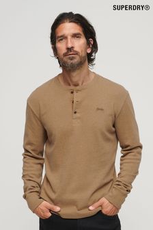 棕色 - Superdry復古標誌繡花亨利領上衣 (629701) | NT$1,630