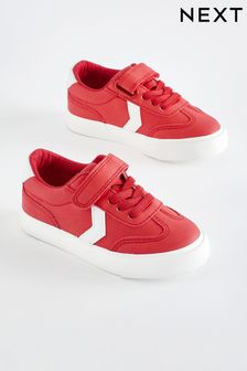 Red Standard Fit (F) Touch Fastening Chevron Trainers (629826) | €23 - €27