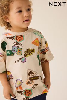 Ecru Badges Short Sleeve Varsity T-Shirt (3mths-7yrs) (629855) | ￥1,210 - ￥1,560