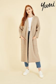 Yumi Cream Knitted Maxi Cardigan with Pockets (629944) | $94