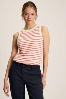 Joules Harbour Cream & Coral Striped Jersey Vest (630064) | €36