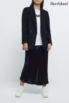 River Island Black Easy Bias Satin Maxi Skirt (630320) | kr389