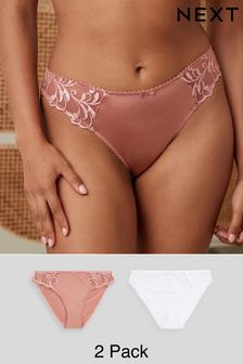 Embroidered Knickers 2 Pack