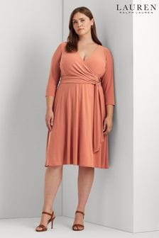 Розовый - Lauren Ralph Lauren Curve Midi Surplice Dress (630721) | €247 - €260