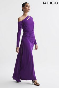 Reiss Purple Delphine Off-The-Shoulder Cut-Out Maxi Dress (630838) | OMR224