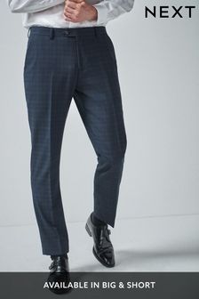Marineblau - Figurbetonte Passform - Karierter Anzug: Hose (631035) | 64 €