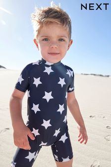 Navy Star Short Sleeve Sunsafe All-In-One Swimsuit (3mths-7yrs) (631394) | ₪ 46 - ₪ 58