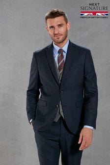 Marineblau - Signature Empire Mills Anzug aus 100 % Wolle mit Mini-Rautenmuster: Jacke (631408) | 184 €
