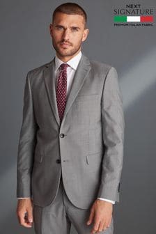 Light Grey Slim Signature Tollegno Italian Wool Suit Jacket (631908) | OMR56