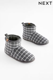 Grey Check Borg Lined Boot Slippers (632055) | DKK120