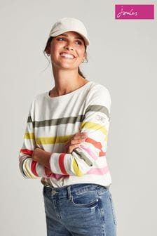 Joules Harbour Stripe Long Sleeve White Jersey Top (632298) | €18.50