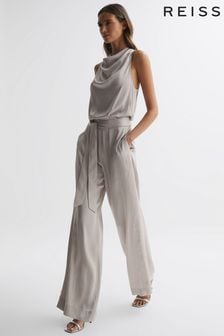 Reiss Neutral Rose Sleeveless Cowl Neck Jumpsuit (633055) | AED1,642