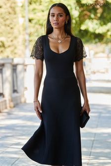 Sosandar Black Lace Sleeve Dress (633478) | kr1,103