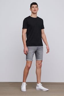 Washed Grey Skinny Fit Denim Shorts (633571) | $30