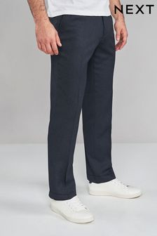 Bleumarin albastru - Normală - Pantaloni eleganți cu model picior de cocoș mic (633605) | 186 LEI