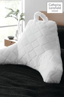 Catherine Lansfield White Cosy and Soft Diamond Fleece Cuddle Chair Cushion Cushion (634021) | AED166