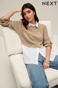 Cropped Jumper Layer Shirt