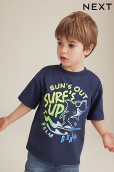 Navy Shark Short Sleeve Character T-Shirt (3mths-7yrs) (634600) | OMR3 - OMR4