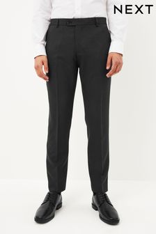 Charcoal Grey Slim Machine Washable Plain Front Formal Trousers (634614) | $28