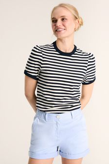 Joules Erin Navy Blue Stripe Short Sleeve T-Shirt (634795) | KRW53,300