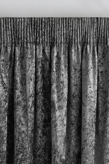 Grey Crushed Velvet Pencil Pleat Lined Curtains (634801) | €29 - €68