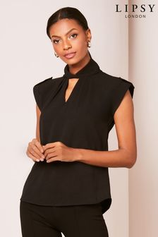 שחור - חולצה ללא שרוולים של Lipsy עם צווארון טוויסט (634805) | ‏100 ‏₪