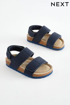 Navy Standard Fit (F) Leather Touch Fastening Corkbed Sandals (634936) | €23 - €27