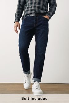 Dunkelblau - Slim Fit - Jeans mit Gürtel (635170) | 16 €