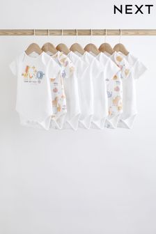 White Noahs Ark 7 Pack Short Sleeve Baby Bodysuits (635508) | $41 - $45