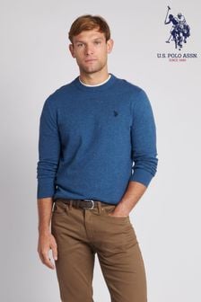 U.S. Polo Assn. Mens Blue Cotton Crew Neck Jumper (635743) | kr649