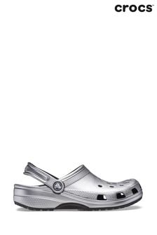 Crocs Silver Classic Metallic Clogs (635786) | 319 SAR