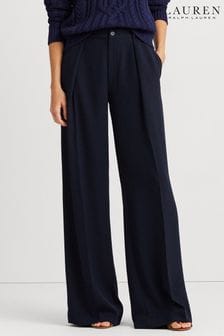 Lauren Ralph Lauren Navy Blue Kirahn Georgette Wide Leg Trousers (635968) | €250