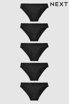 Black Bikini Microfibre Knickers 5 Pack (636174) | R234