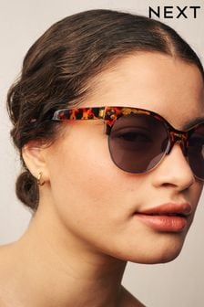 Tortoiseshell Brown Clubmaster Frame Sunglasses (636250) | kr240