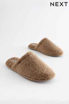 Stone Brown Fluffy Mule Slippers (636269) | €10