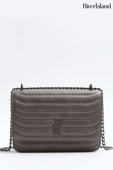 River Island Grey PU Quilted Chain Shoulder Bag (636860) | €40